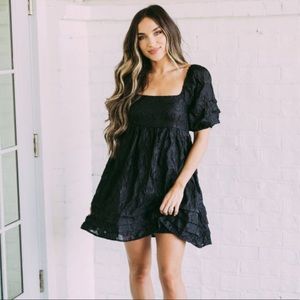 Textured BabyDoll Black Dress